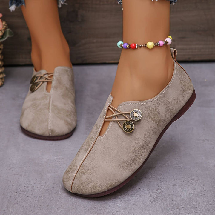 Women's Leather Orthopedic Loafers with Button Detail
