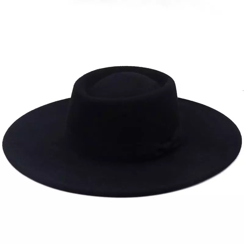 Wide Brim Organic Cotton Porkpie Hat with Ribbon Band