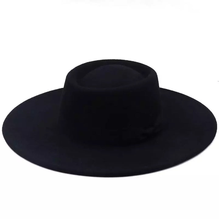 Wide Brim Organic Cotton Porkpie Hat with Ribbon Band
