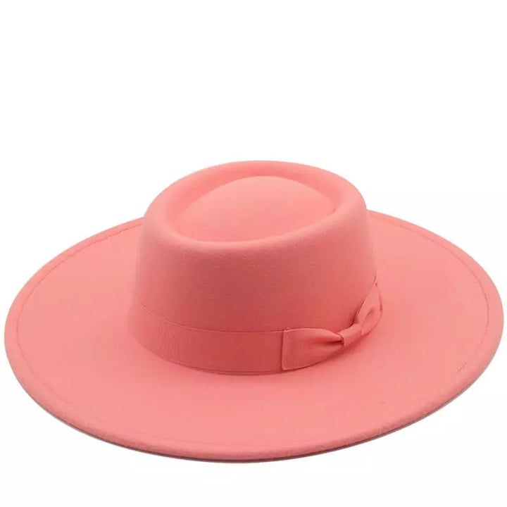 Wide Brim Organic Cotton Porkpie Hat with Ribbon Band