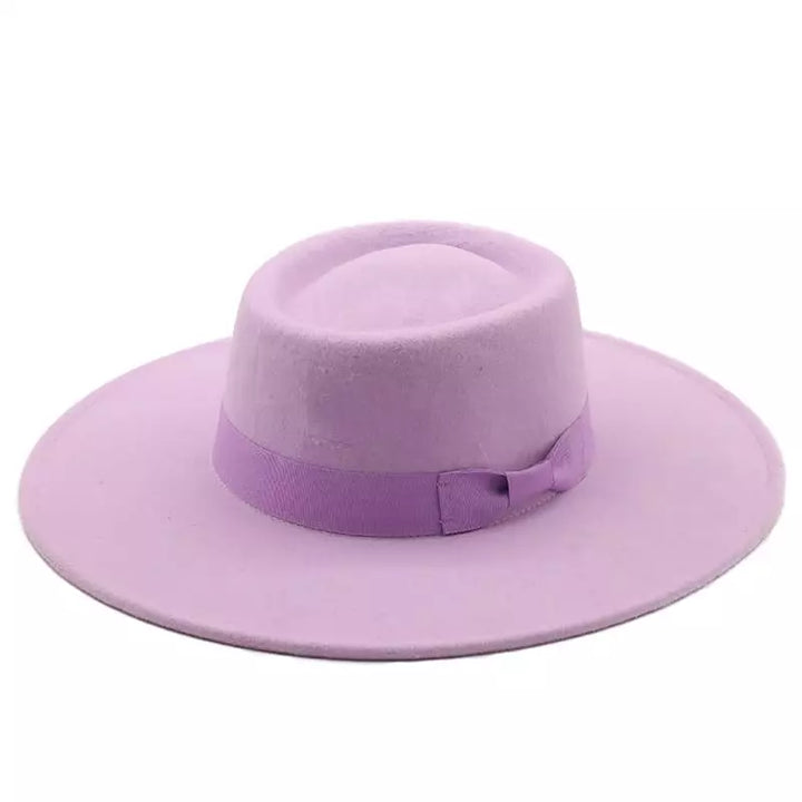 Wide Brim Organic Cotton Porkpie Hat with Ribbon Band