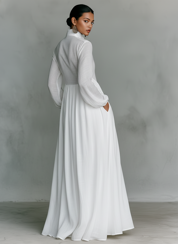 Flowy Long Sleeve Maxi Shirt Dress
