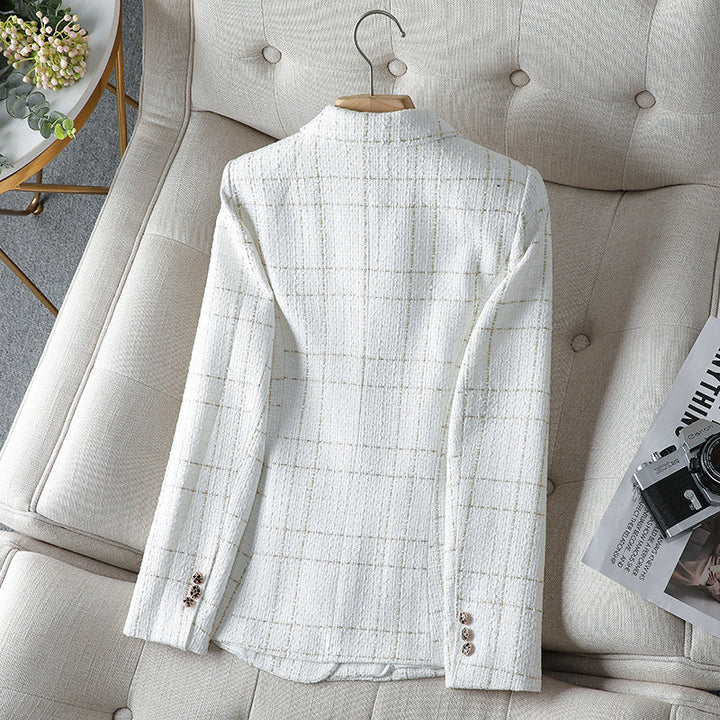 Tailored Plaid Tweed Blazer for Women