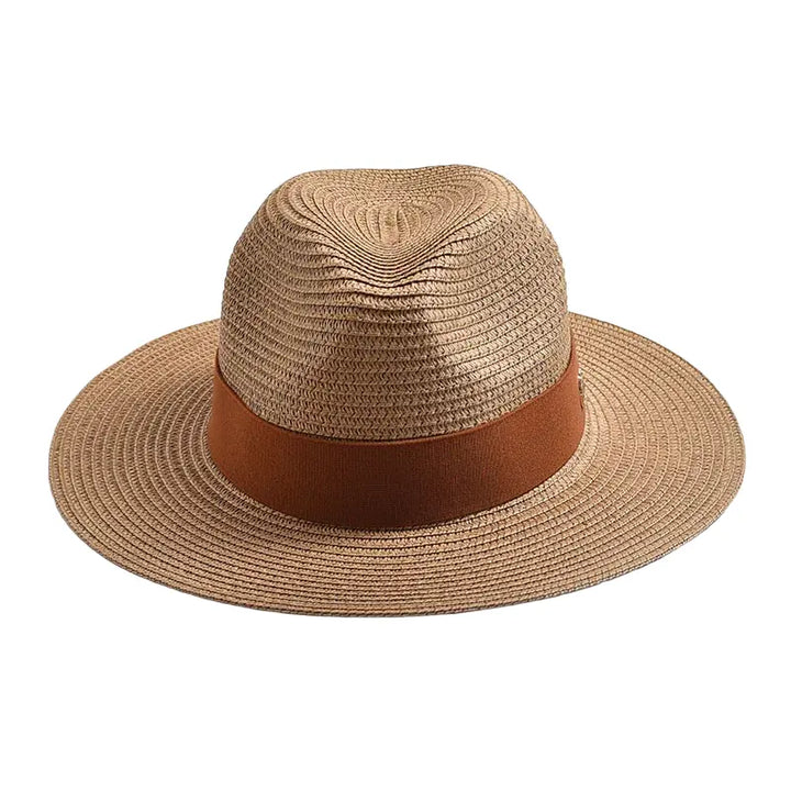 Woven Straw Panama Hat with Ribbon Band