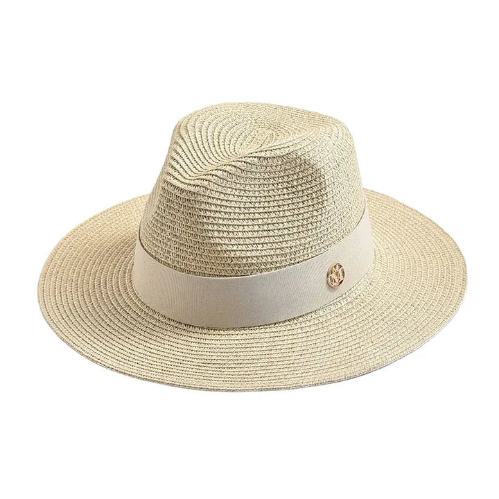 Woven Straw Panama Hat with Ribbon Band