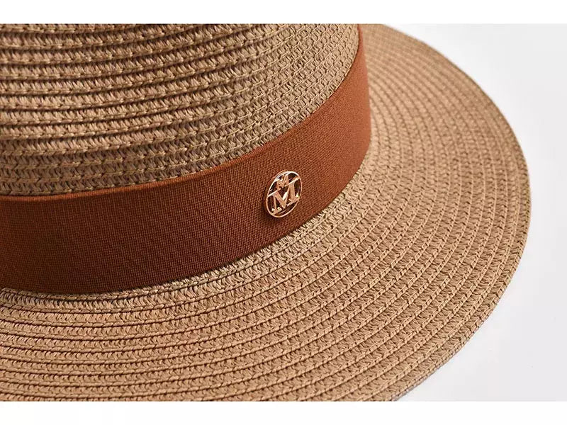 Woven Straw Panama Hat with Ribbon Band