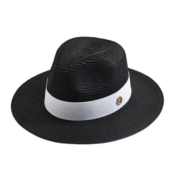 Woven Straw Panama Hat with Ribbon Band