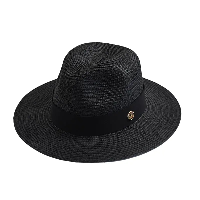 Woven Straw Panama Hat with Ribbon Band