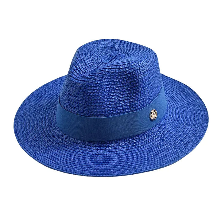 Woven Straw Panama Hat with Ribbon Band