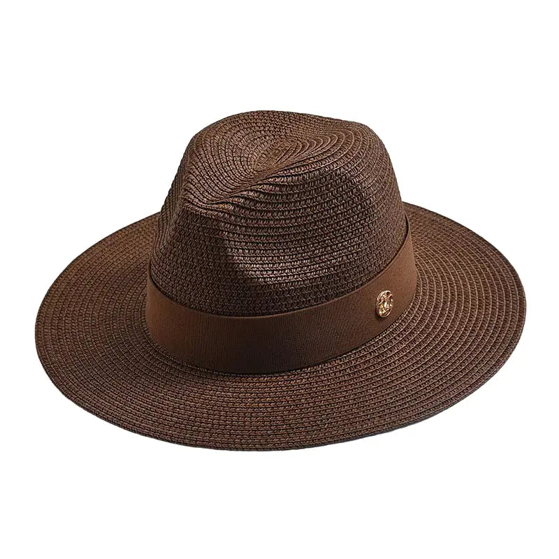 Woven Straw Panama Hat with Ribbon Band