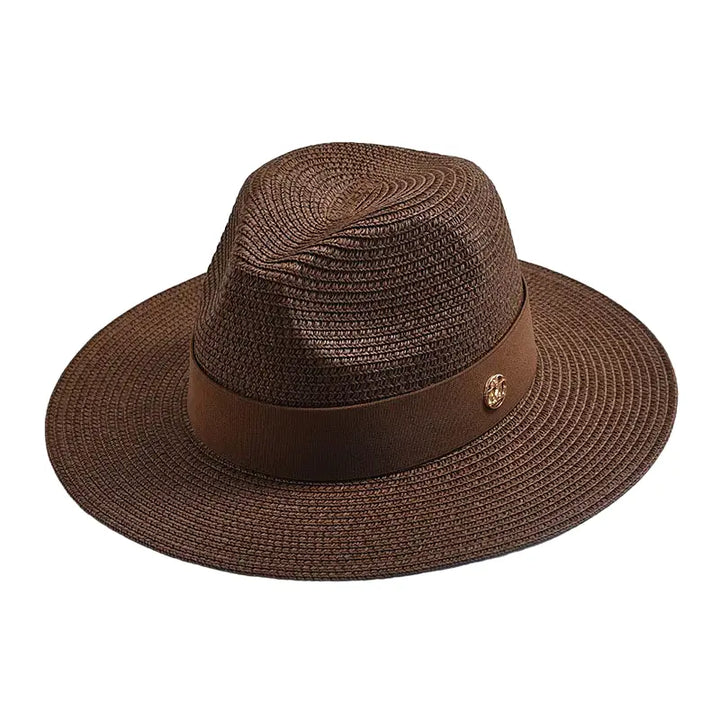 Woven Straw Panama Hat with Ribbon Band