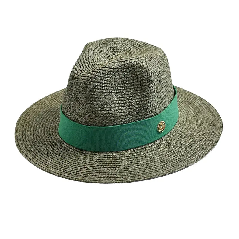 Woven Straw Panama Hat with Ribbon Band