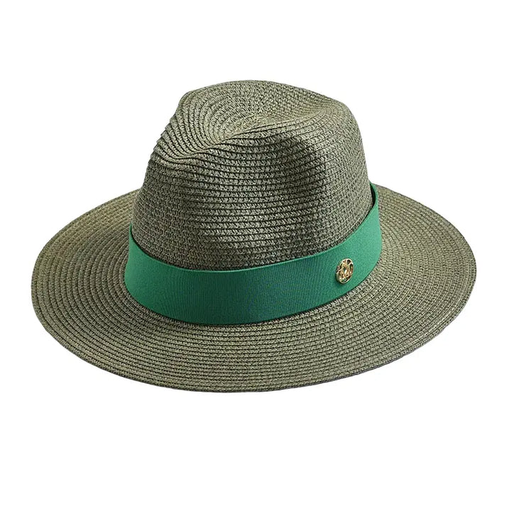 Woven Straw Panama Hat with Ribbon Band
