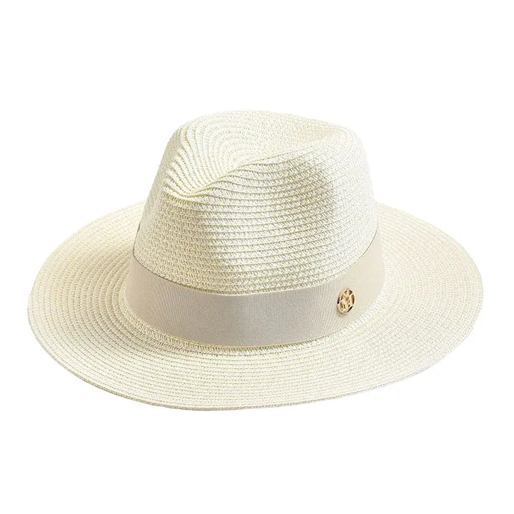 Woven Straw Panama Hat with Ribbon Band