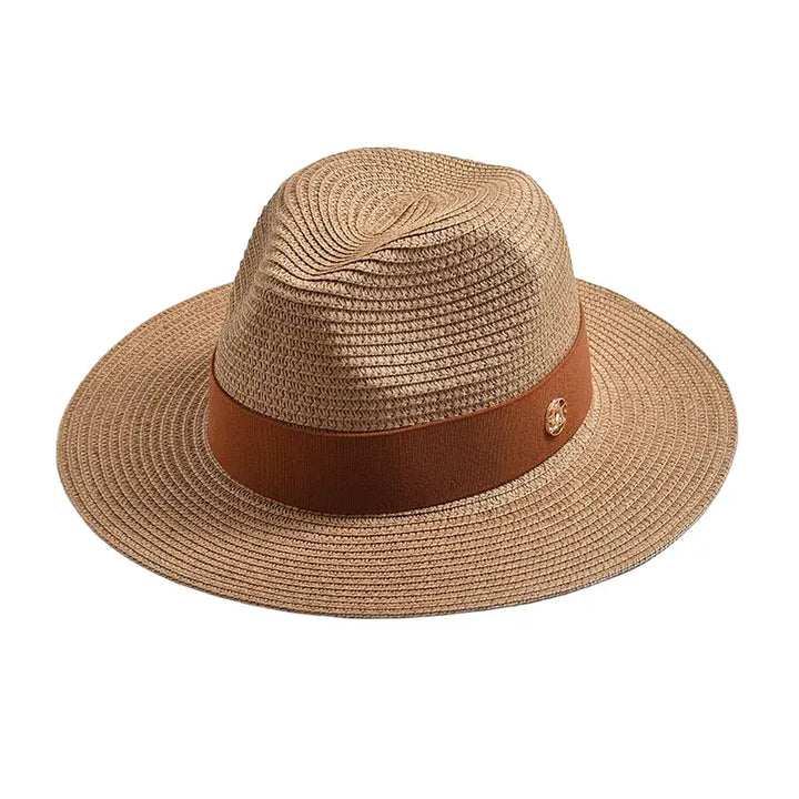 Woven Straw Panama Hat with Ribbon Band