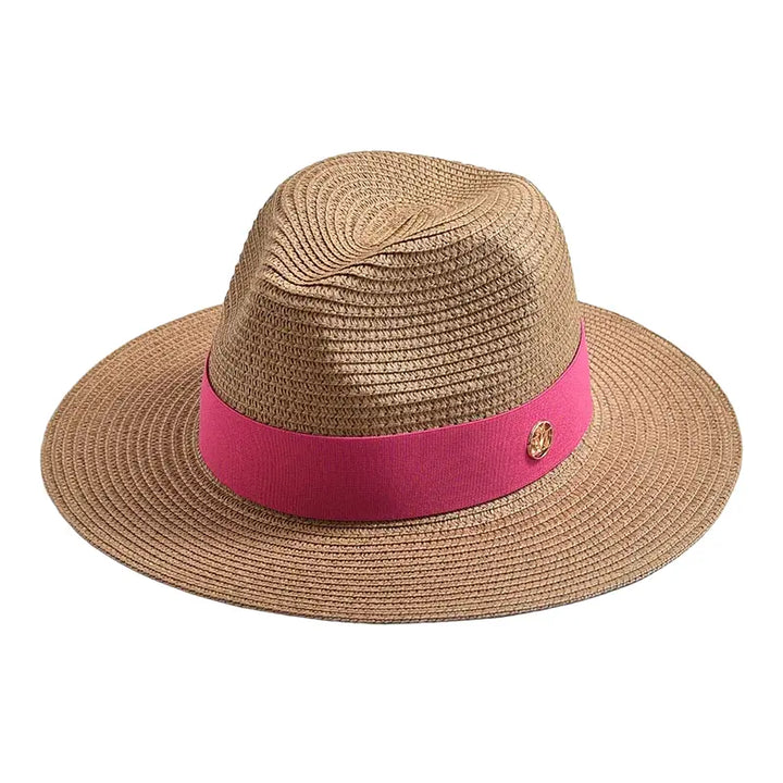 Woven Straw Panama Hat with Ribbon Band