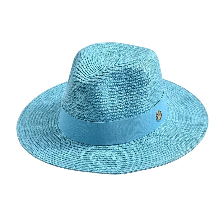 Woven Straw Panama Hat with Ribbon Band