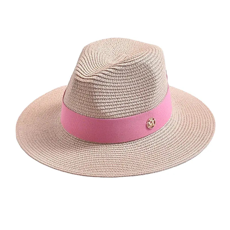 Woven Straw Panama Hat with Ribbon Band