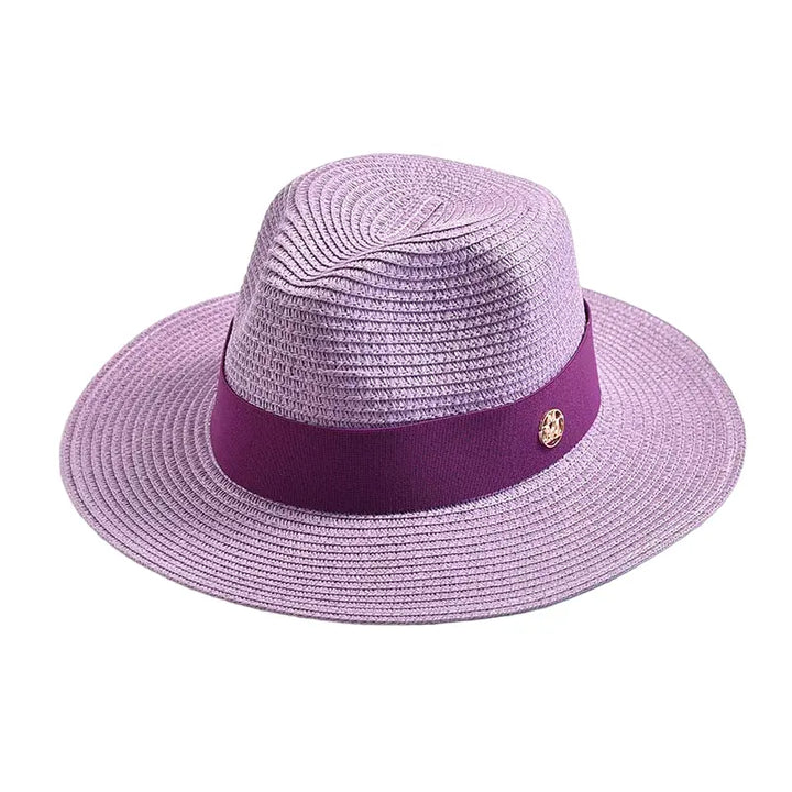 Woven Straw Panama Hat with Ribbon Band