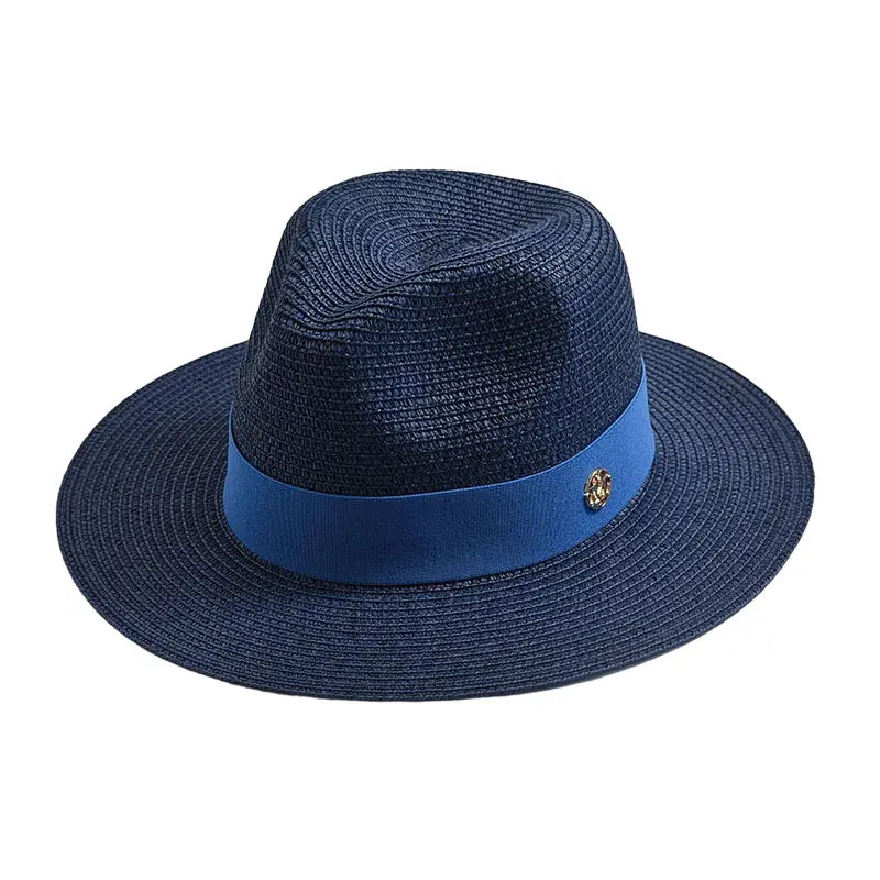 Woven Straw Panama Hat with Ribbon Band
