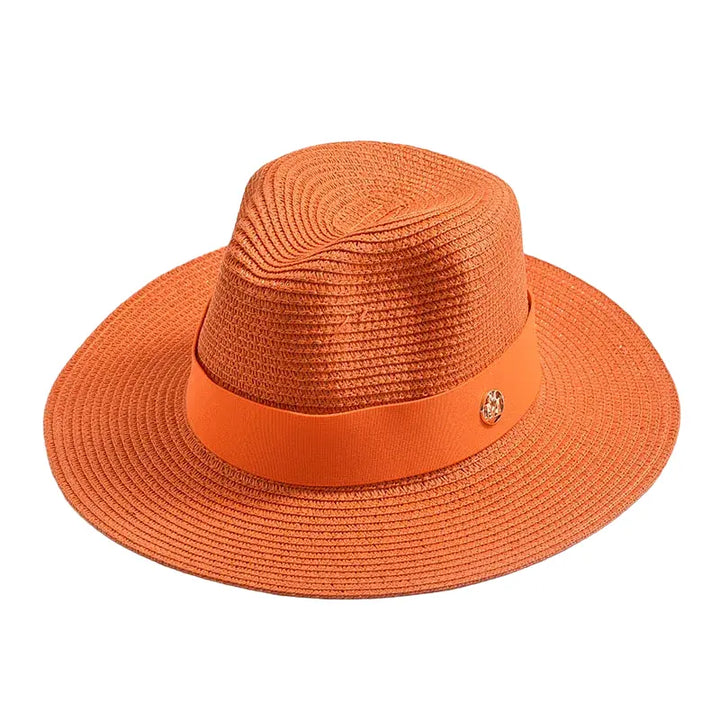 Woven Straw Panama Hat with Ribbon Band