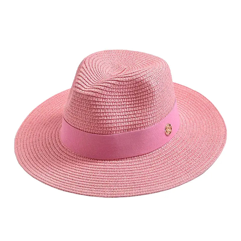 Woven Straw Panama Hat with Ribbon Band
