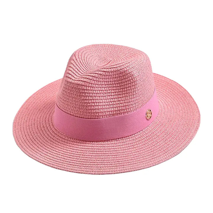 Woven Straw Panama Hat with Ribbon Band