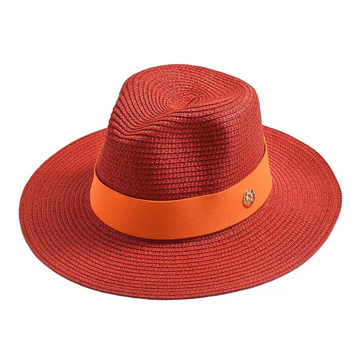 Woven Straw Panama Hat with Ribbon Band