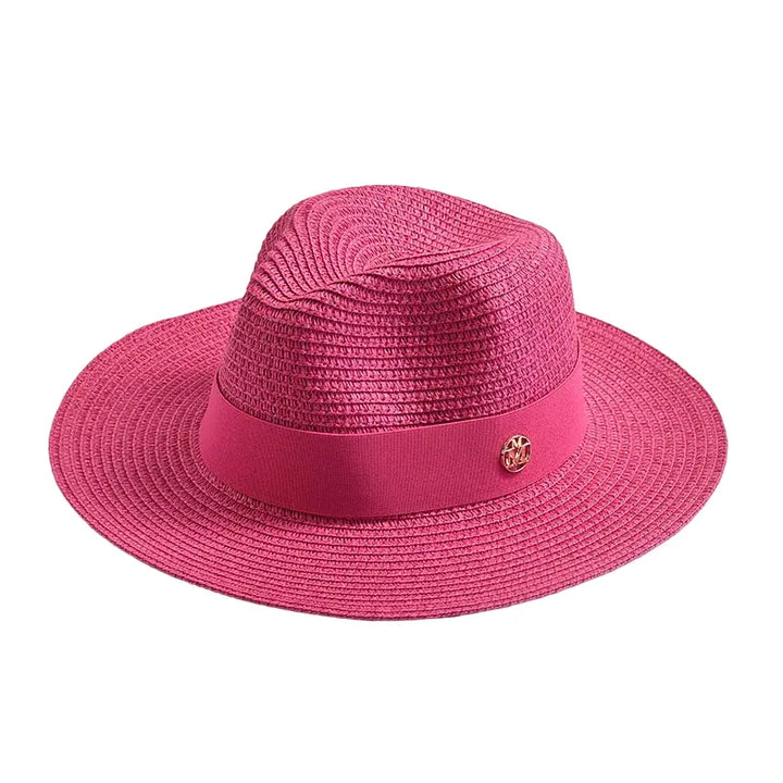 Woven Straw Panama Hat with Ribbon Band