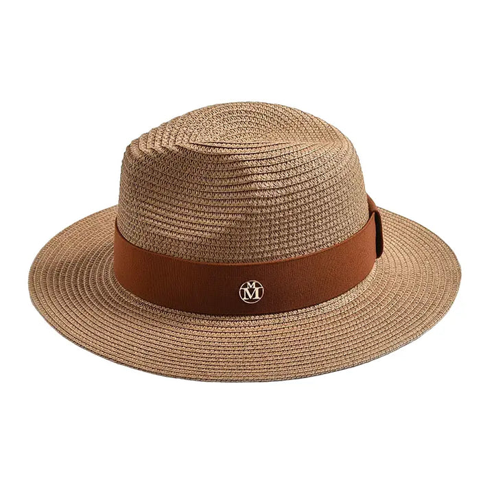 Woven Straw Panama Hat with Ribbon Band