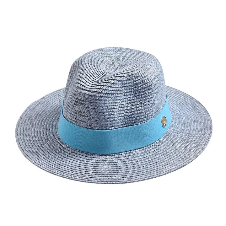 Woven Straw Panama Hat with Ribbon Band