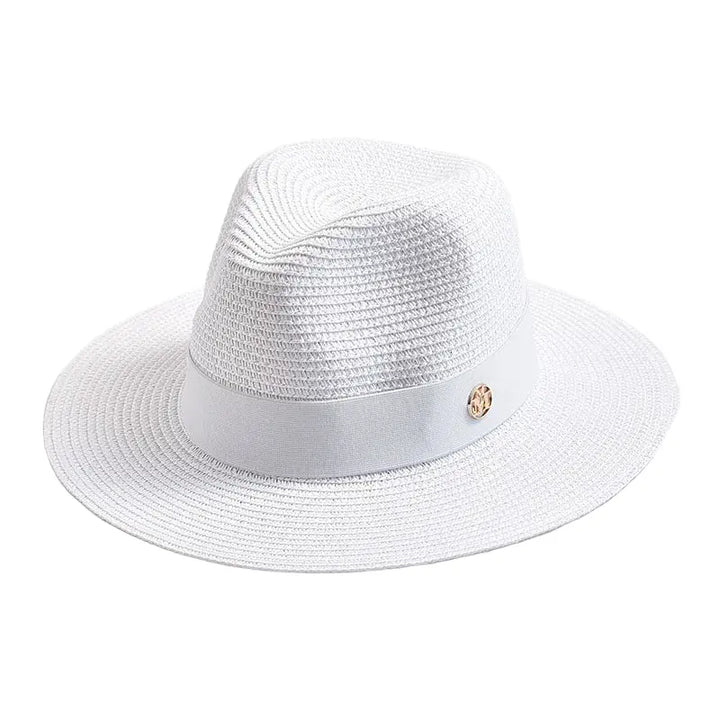 Woven Straw Panama Hat with Ribbon Band