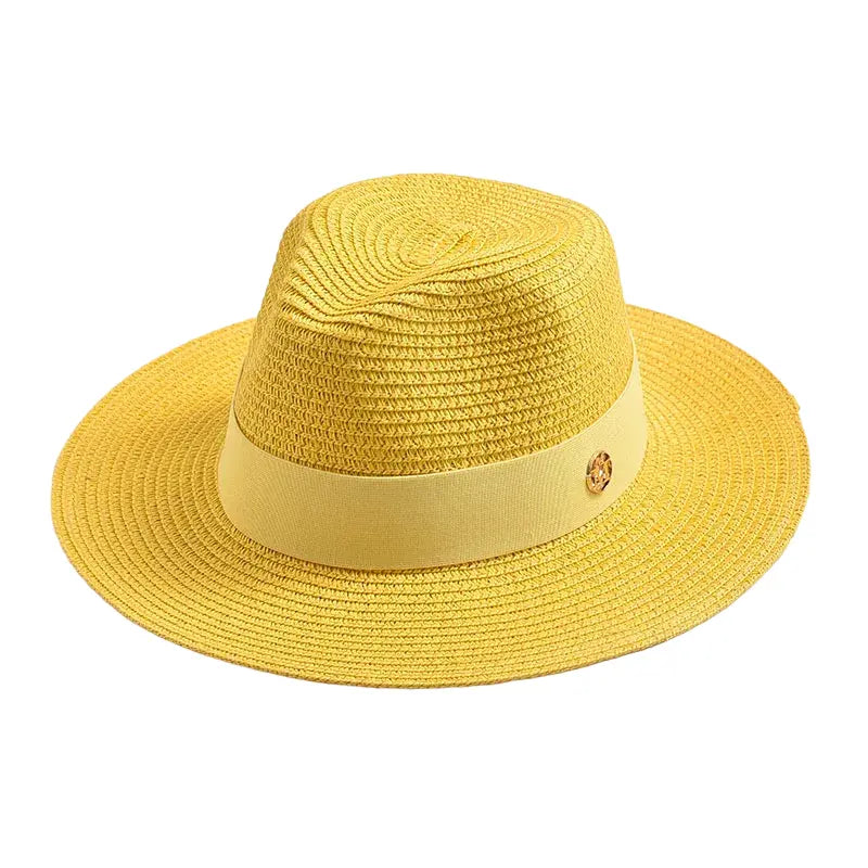 Woven Straw Panama Hat with Ribbon Band
