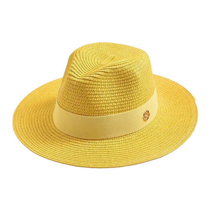 Woven Straw Panama Hat with Ribbon Band