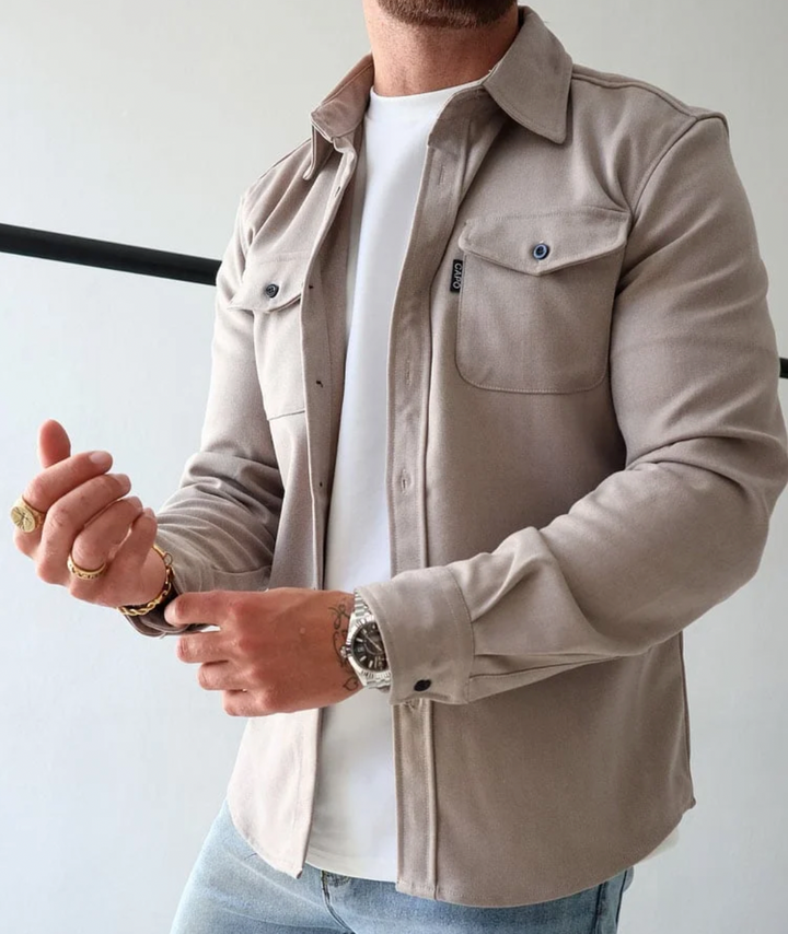 Men's Shirt Jacket with Dual Chest Pockets