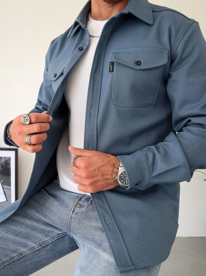 Men's Shirt Jacket with Dual Chest Pockets