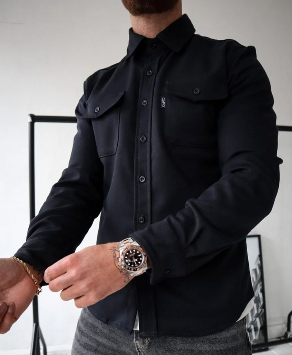 Men's Shirt Jacket with Dual Chest Pockets