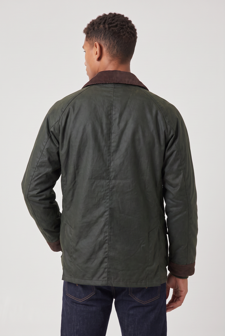 Men's Oil-Waxed Jacket with Corduroy Collar
