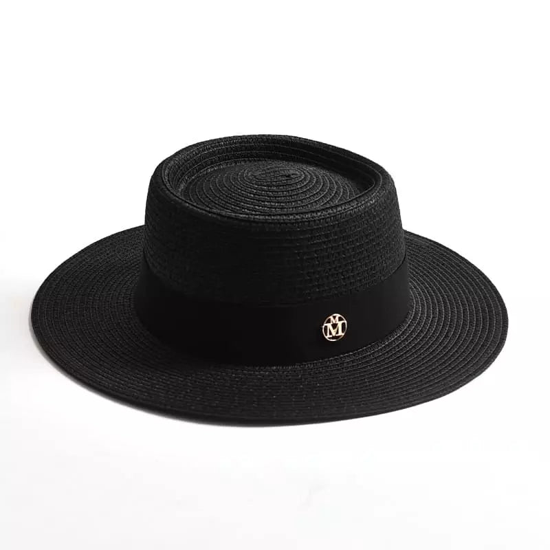 Women's Straw Porkpie Hat with Ribbon Band