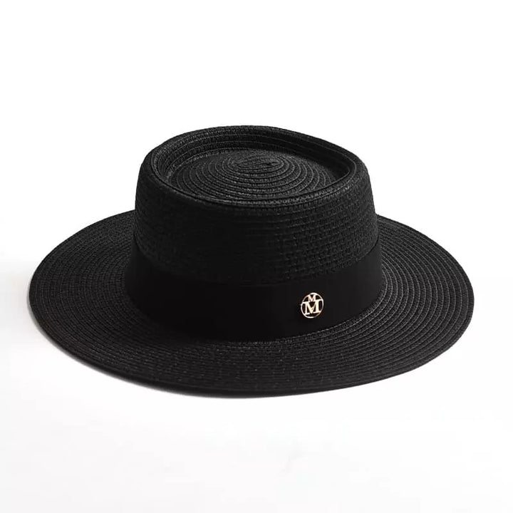 Women's Straw Porkpie Hat with Ribbon Band