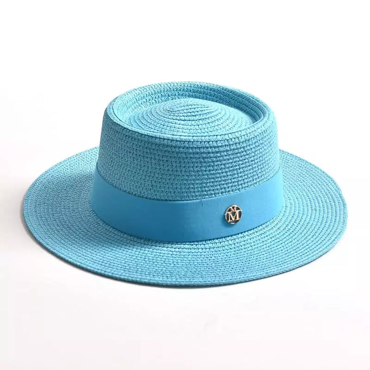 Women's Straw Porkpie Hat with Ribbon Band