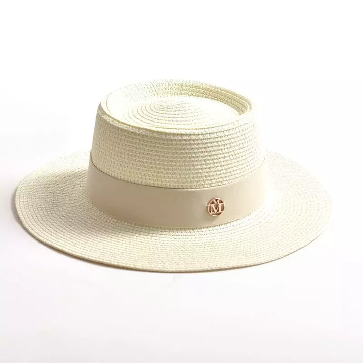 Women's Straw Porkpie Hat with Ribbon Band
