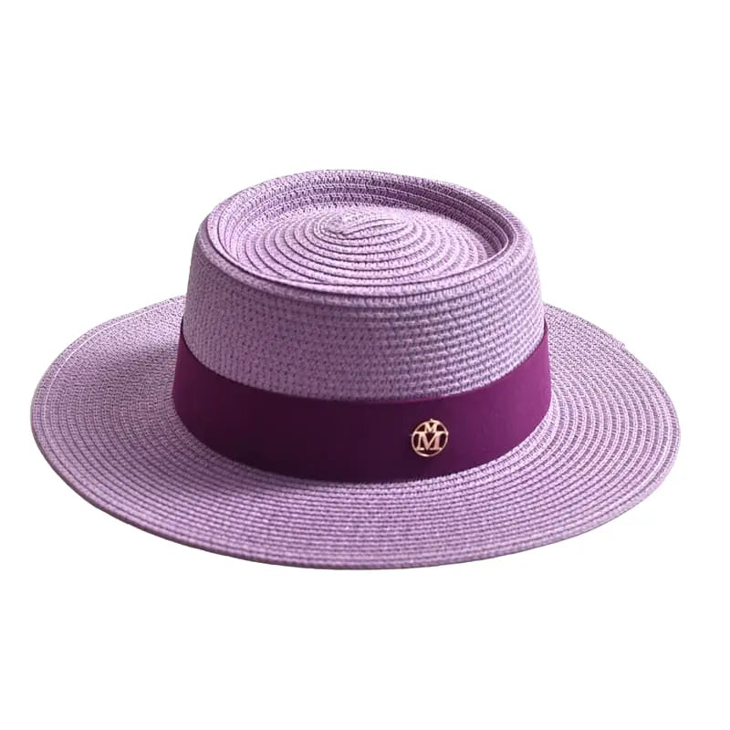 Women's Straw Porkpie Hat with Ribbon Band