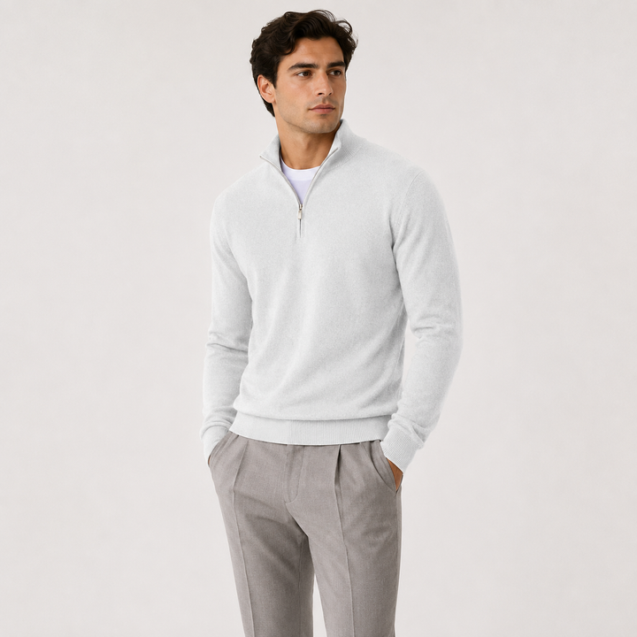 Men's Knit Quarter-Zip Sweater with Mock Neck