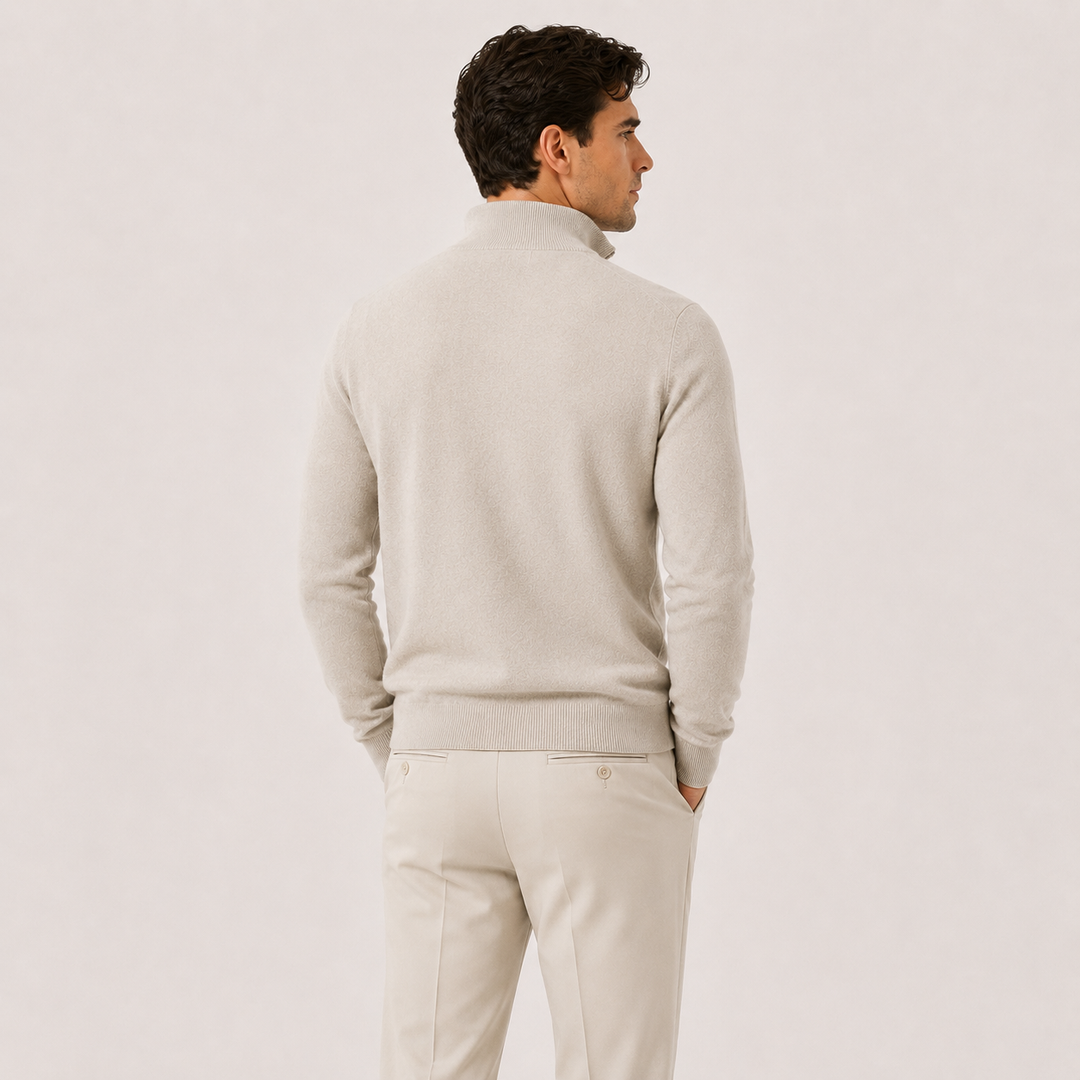 Men's Knit Quarter-Zip Sweater with Mock Neck