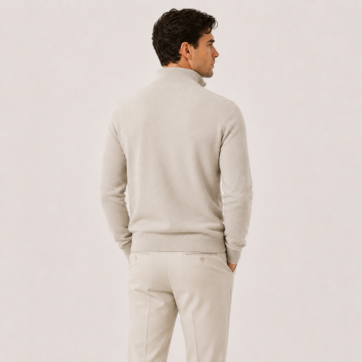 Men's Knit Quarter-Zip Sweater with Mock Neck