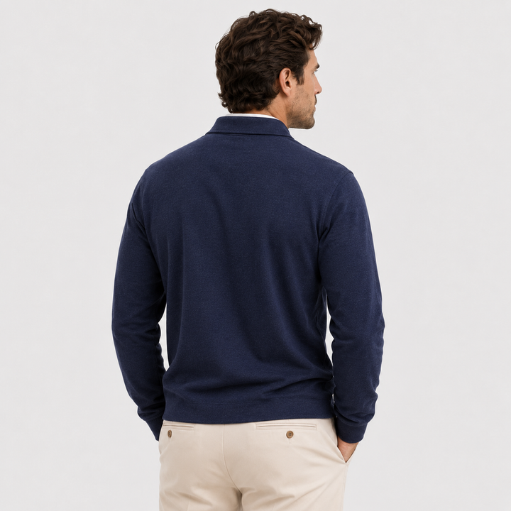 Men's Long Sleeve Knit Polo Shirt