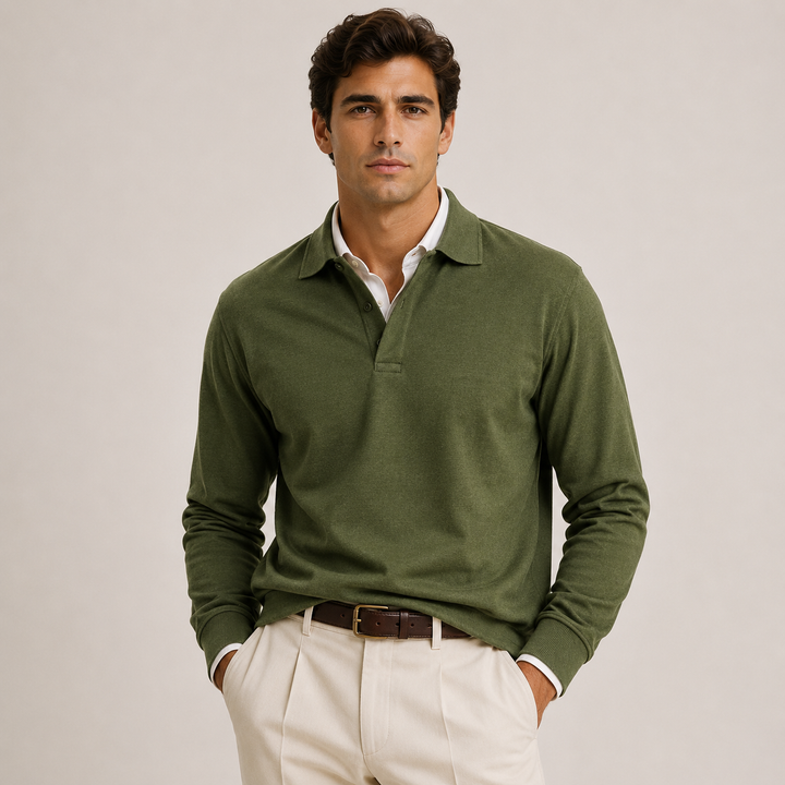 Men's Long Sleeve Knit Polo Shirt