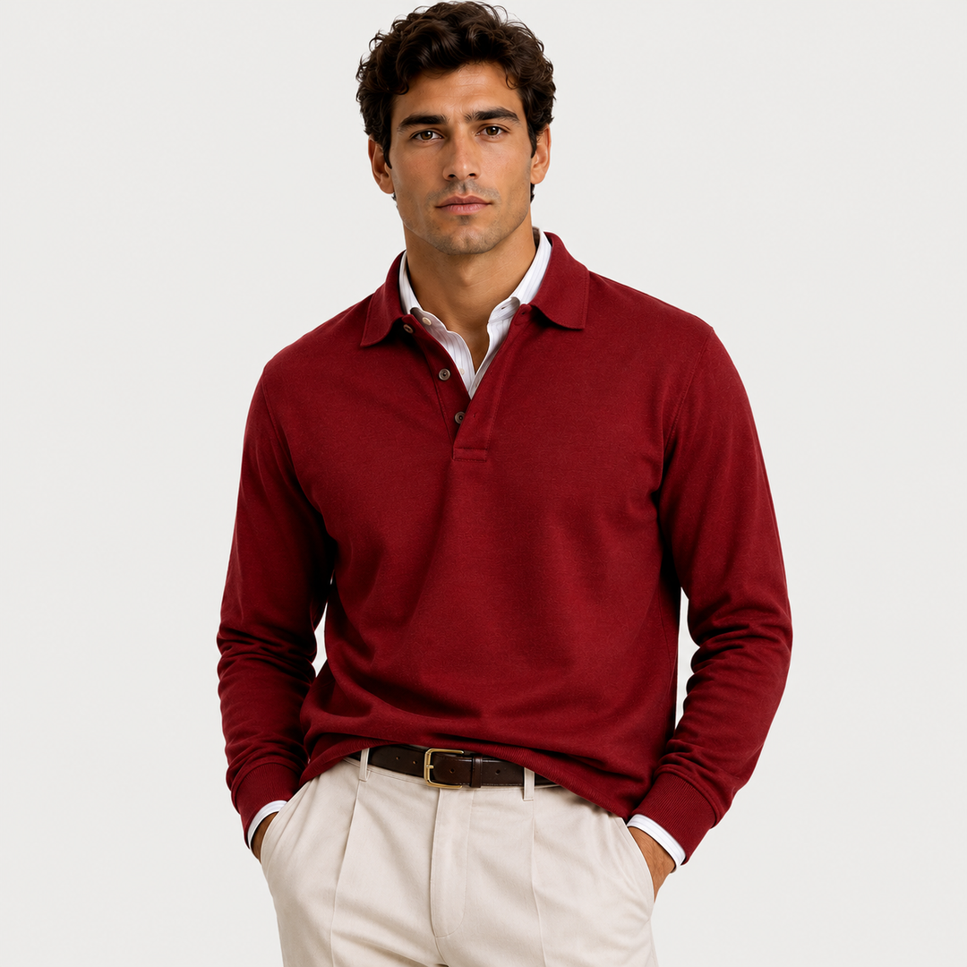 Men's Long Sleeve Knit Polo Shirt