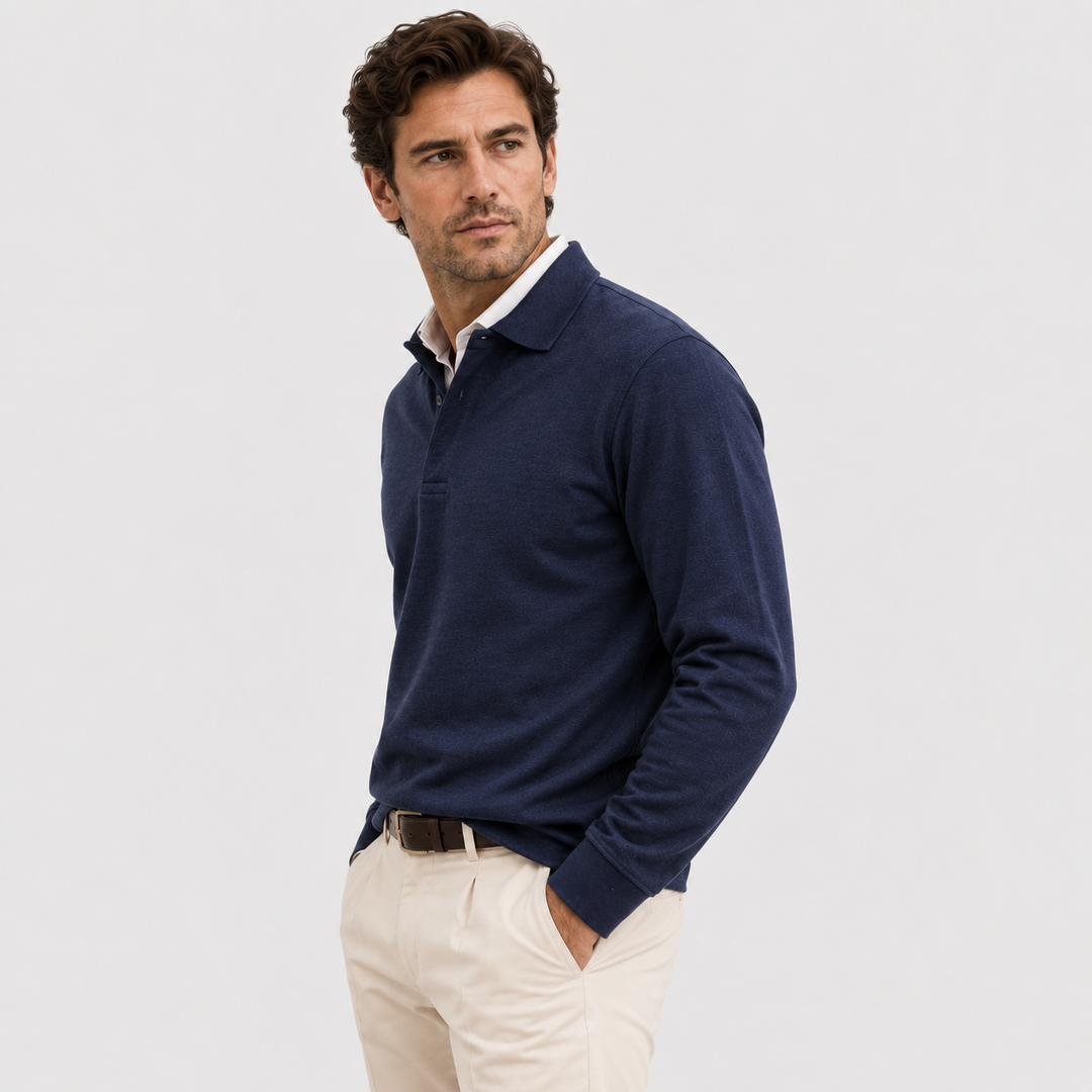 Men's Long Sleeve Knit Polo Shirt